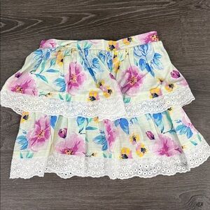 Floral Lace Trim Skirt